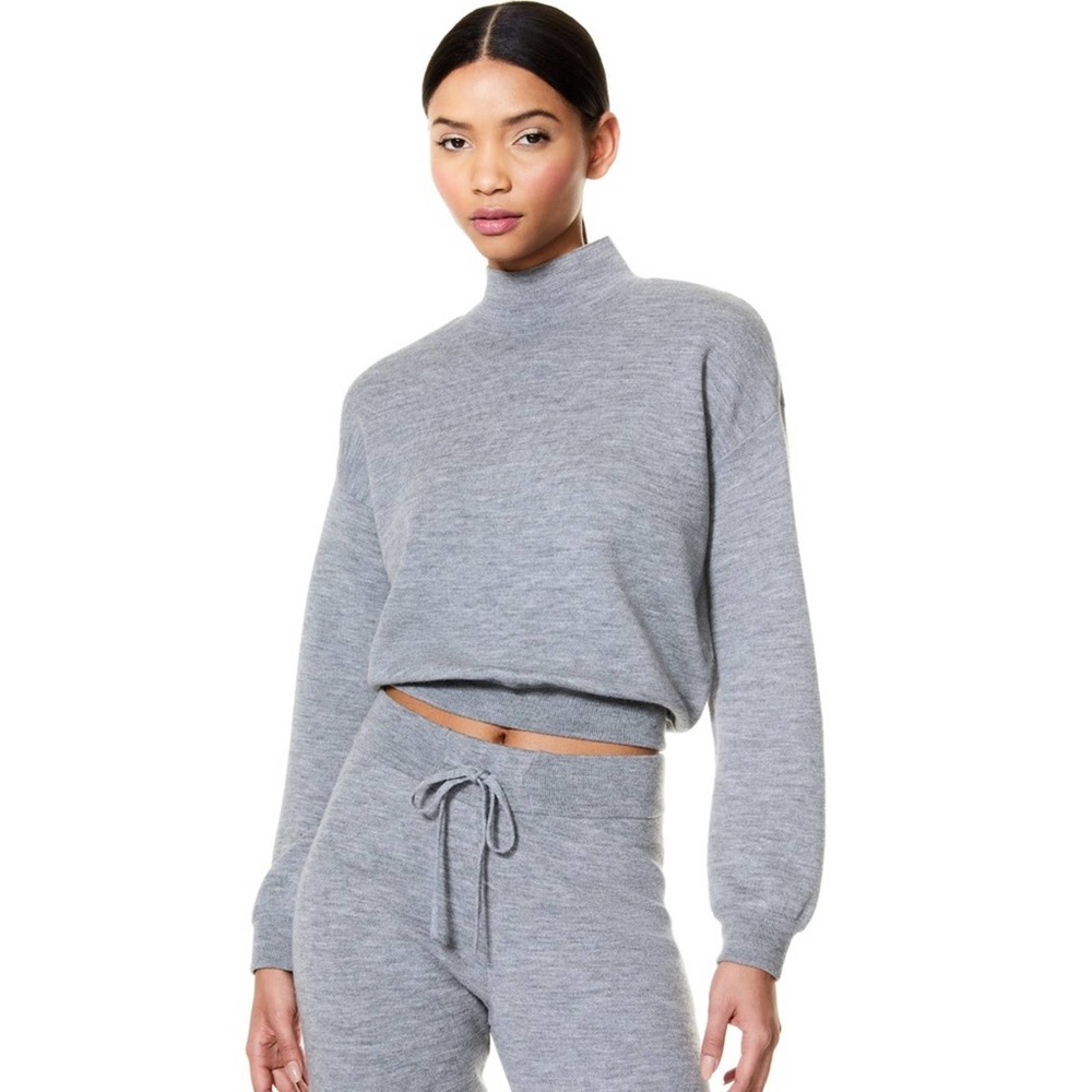 Alice + Olivia Mattie Blouson Wool Pullover Sweater Heather Gray Small NWT